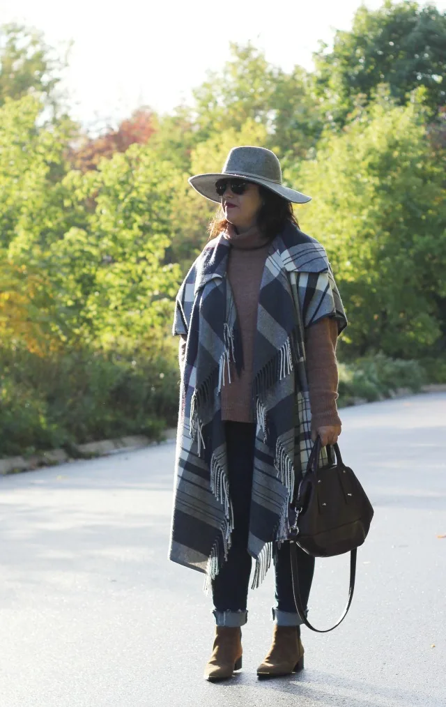 fall plaid blanket cape