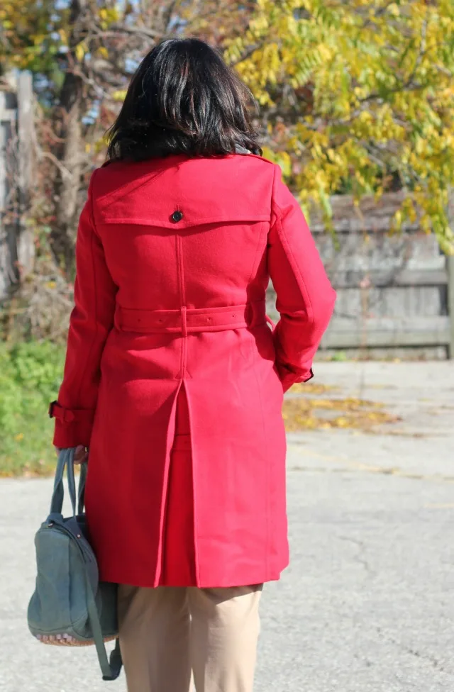 red jcrew icon trench