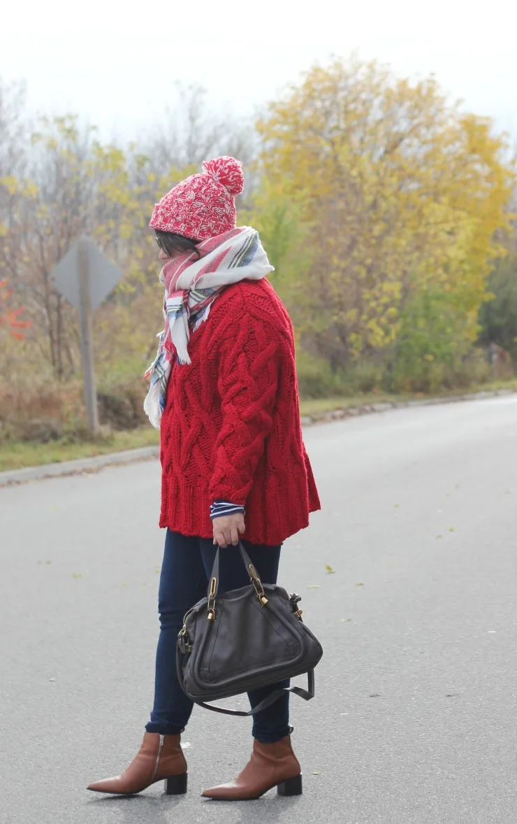 red sweater christmas outfit