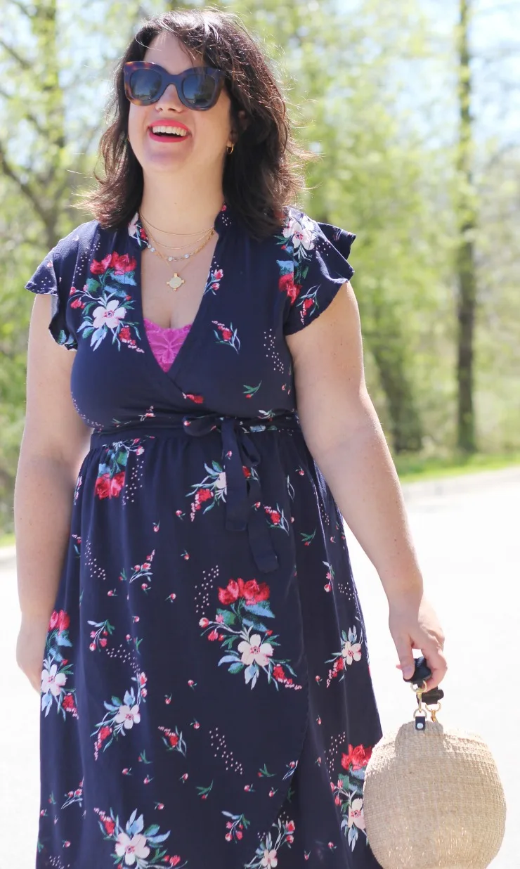 floral wrap dress outfit