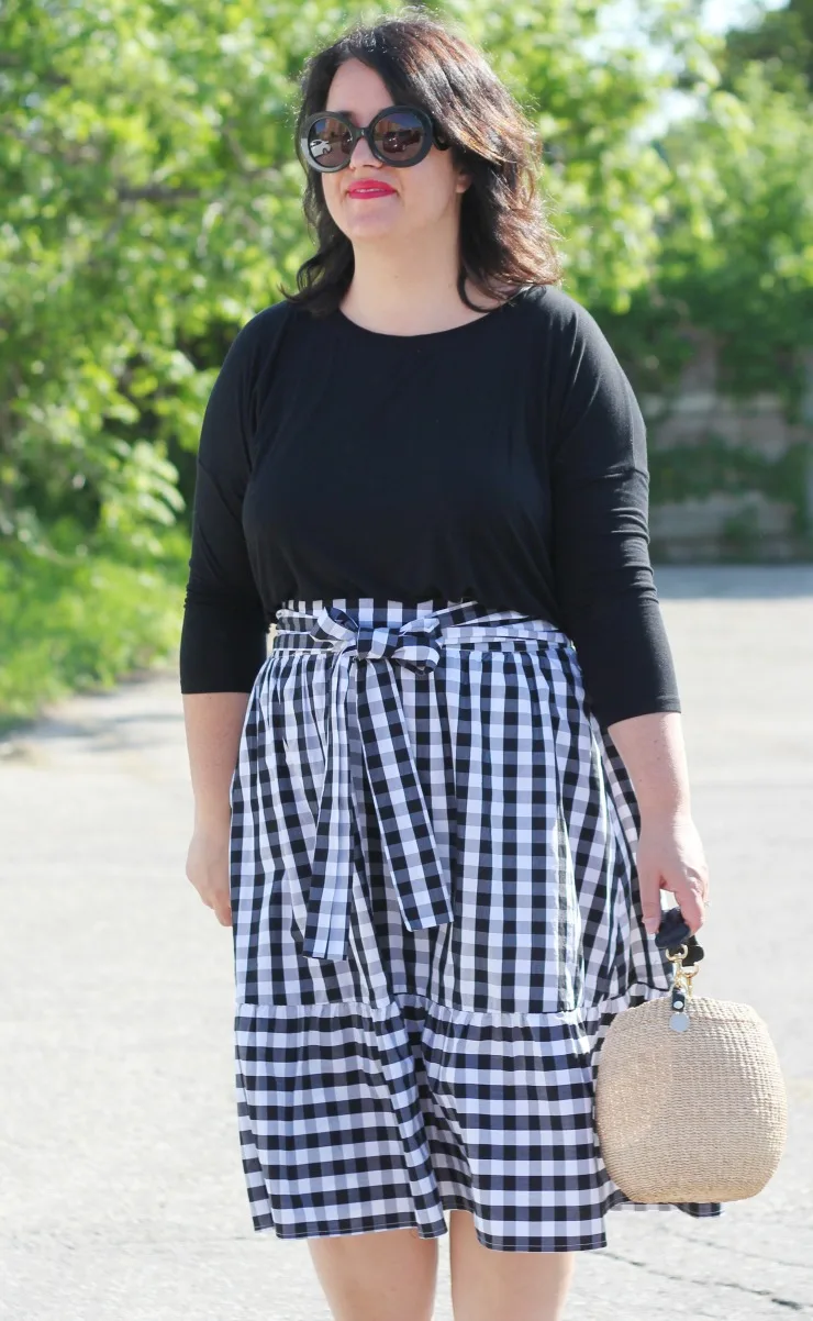 jcrew gingham skirt outfit