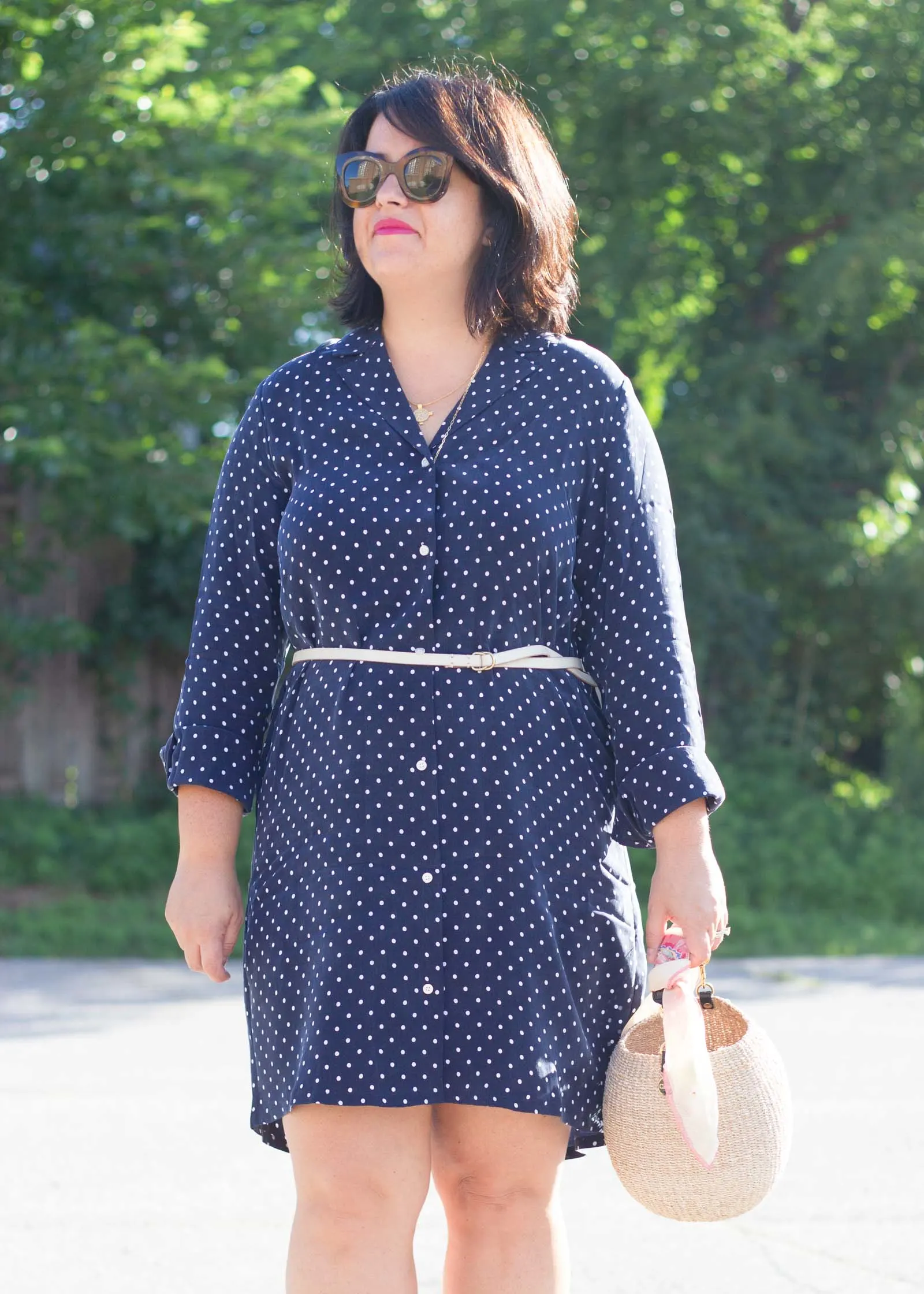 everlane polka dot shirt dress review