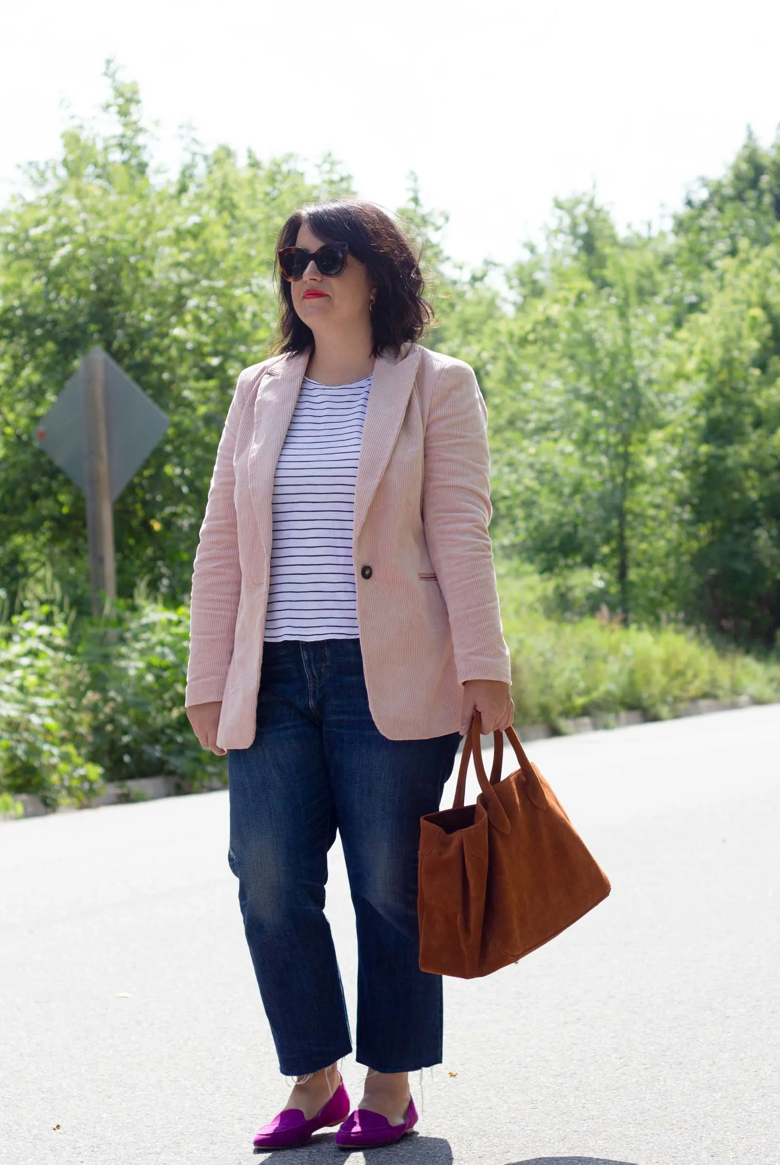 pink corduroy blazer