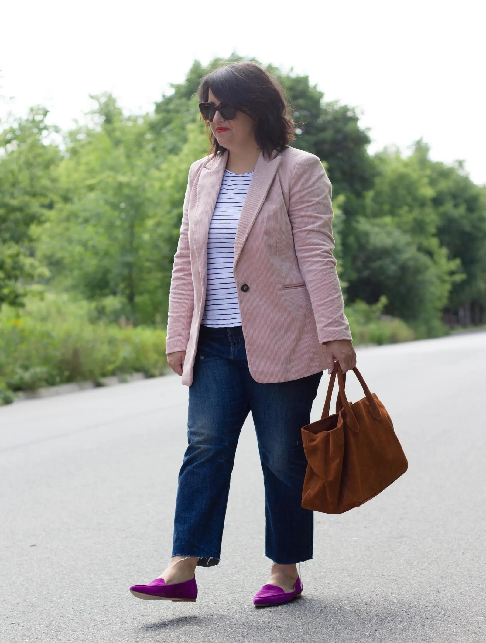 pink cord blazer