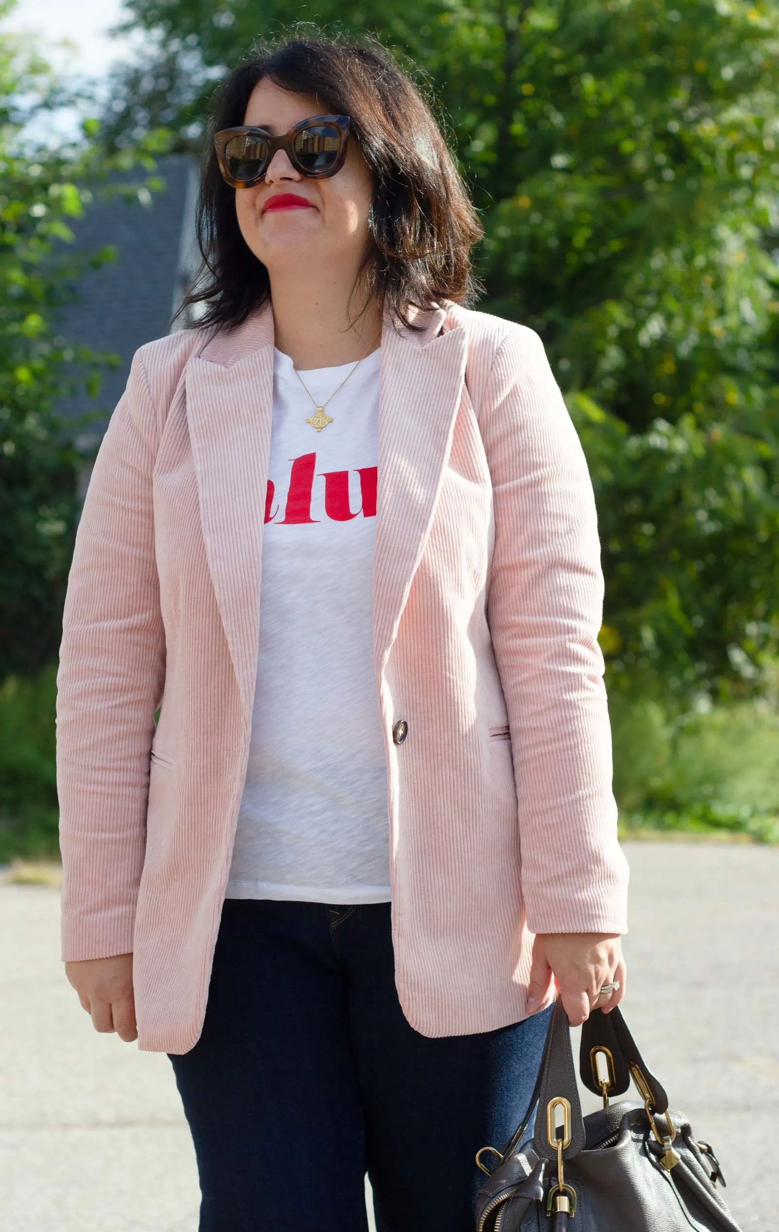 pink corduroy blazer