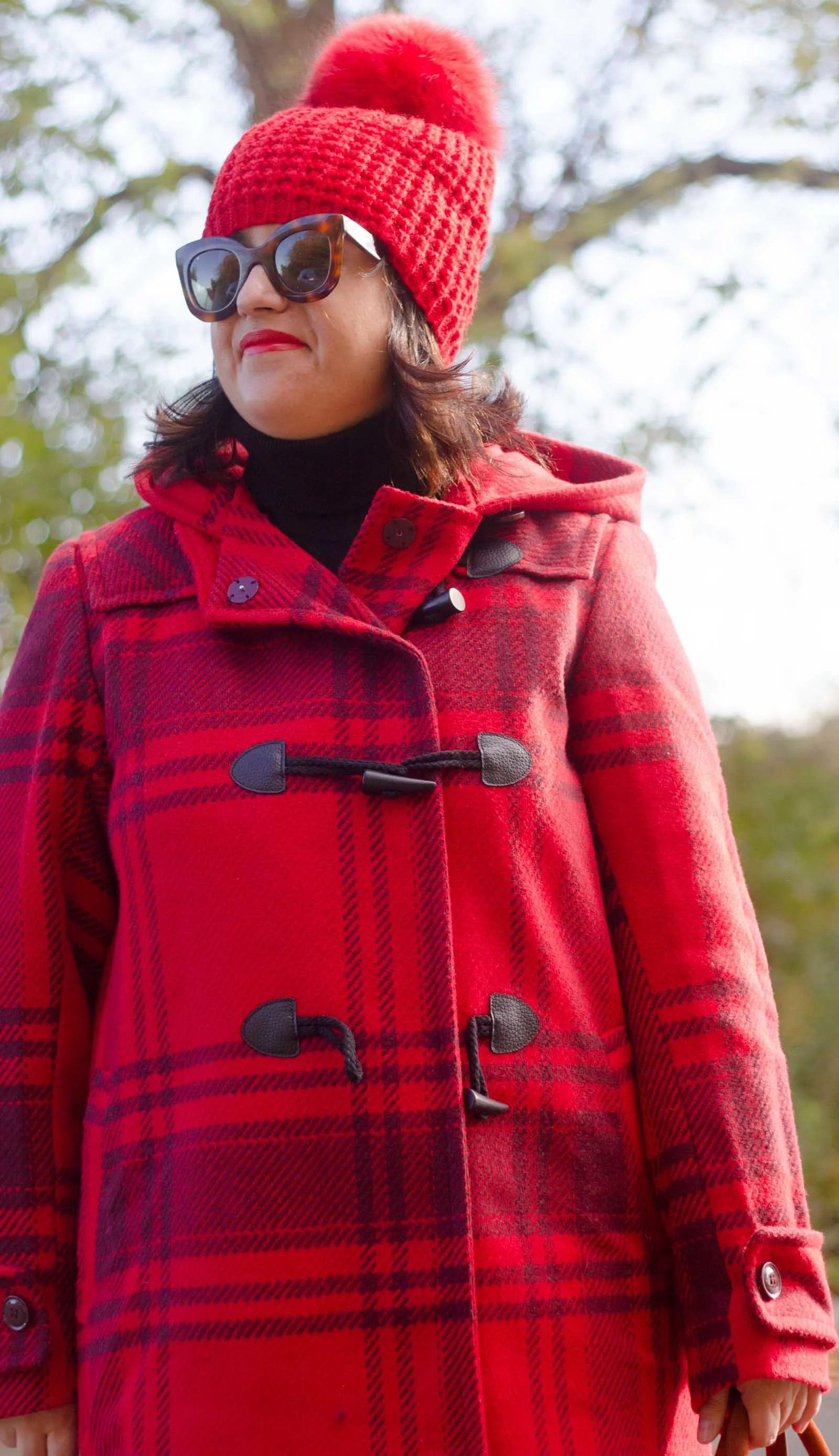 plaid toggle coat