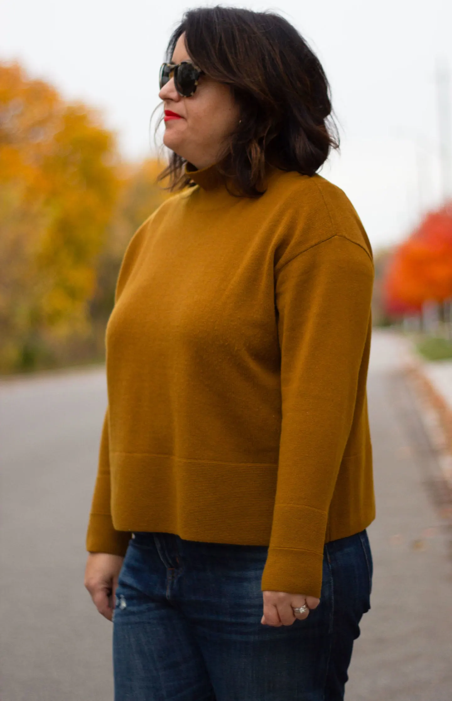 Everlane cashmere square turtleneck in brass