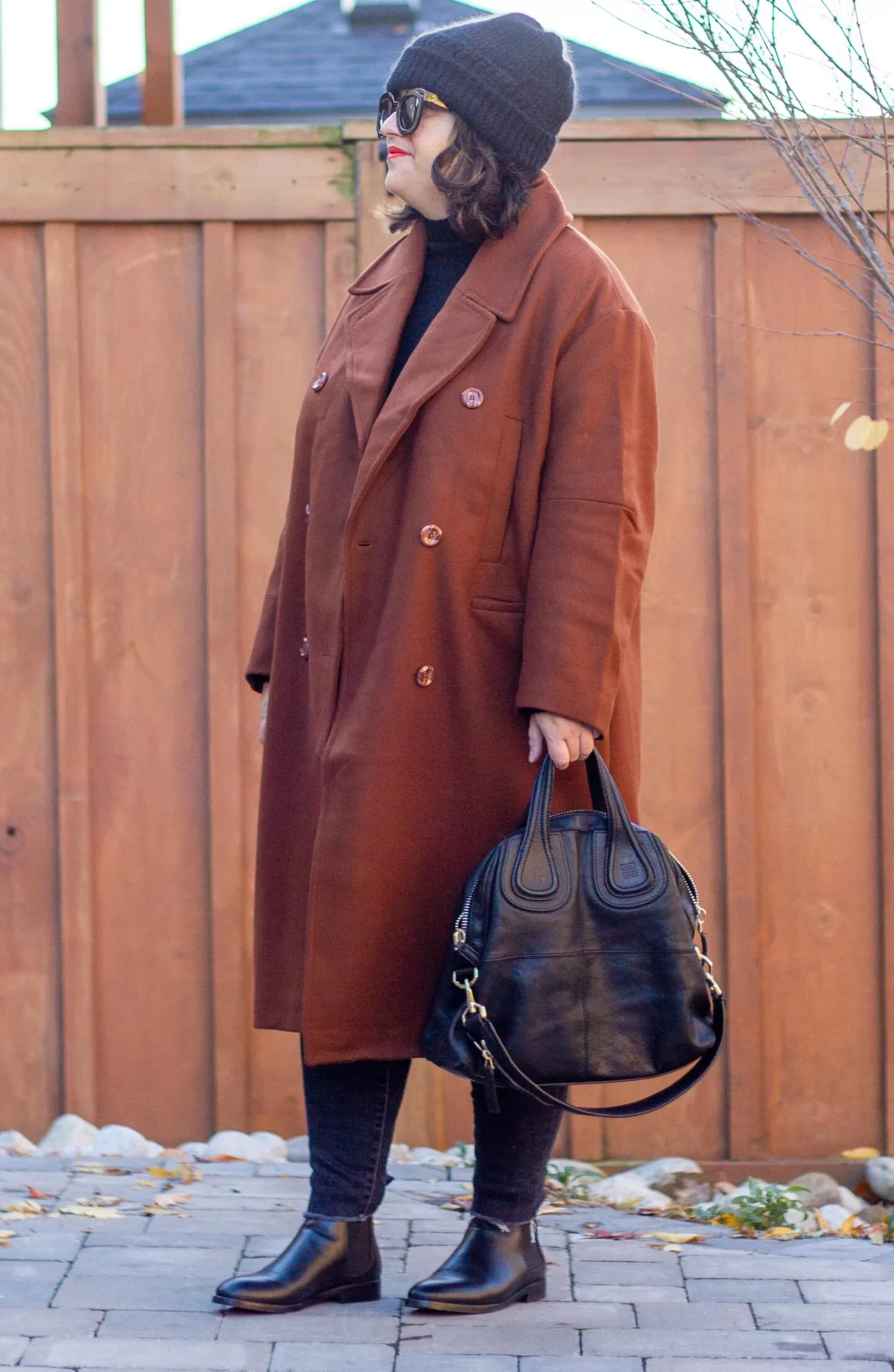 chestnut h&m wool coat