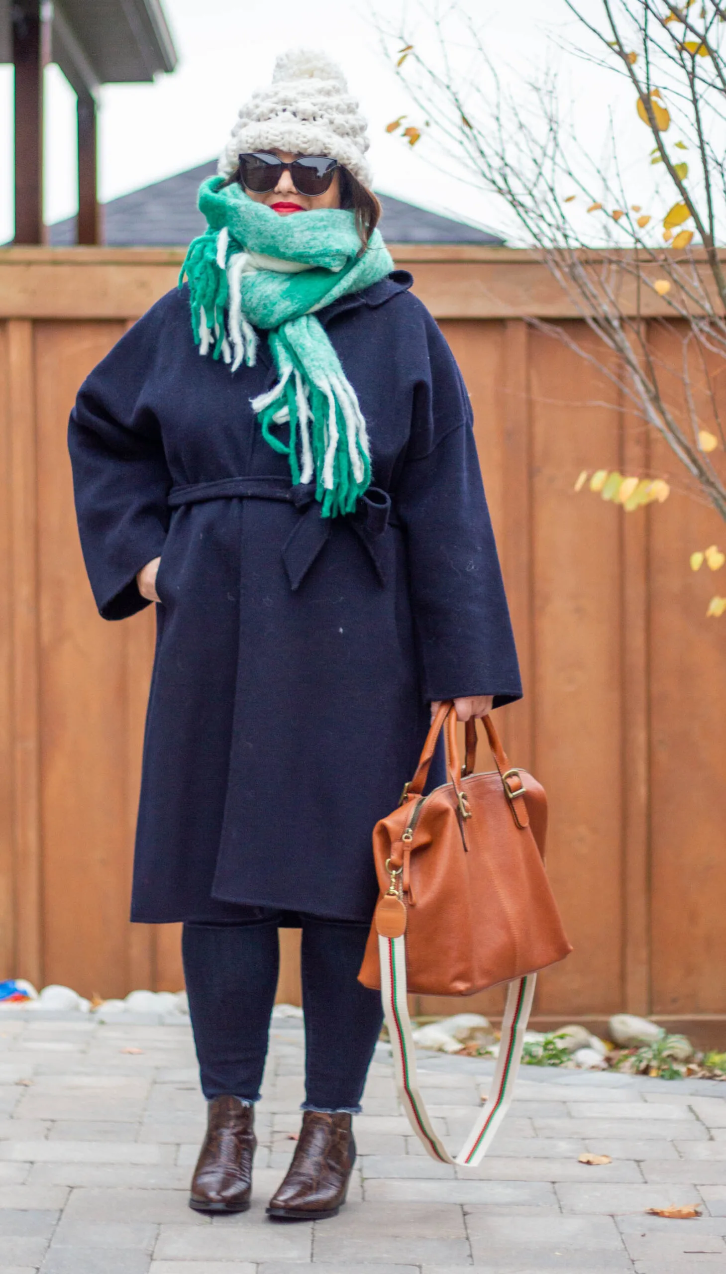 How to style a belted Navy Coat chic everywhere