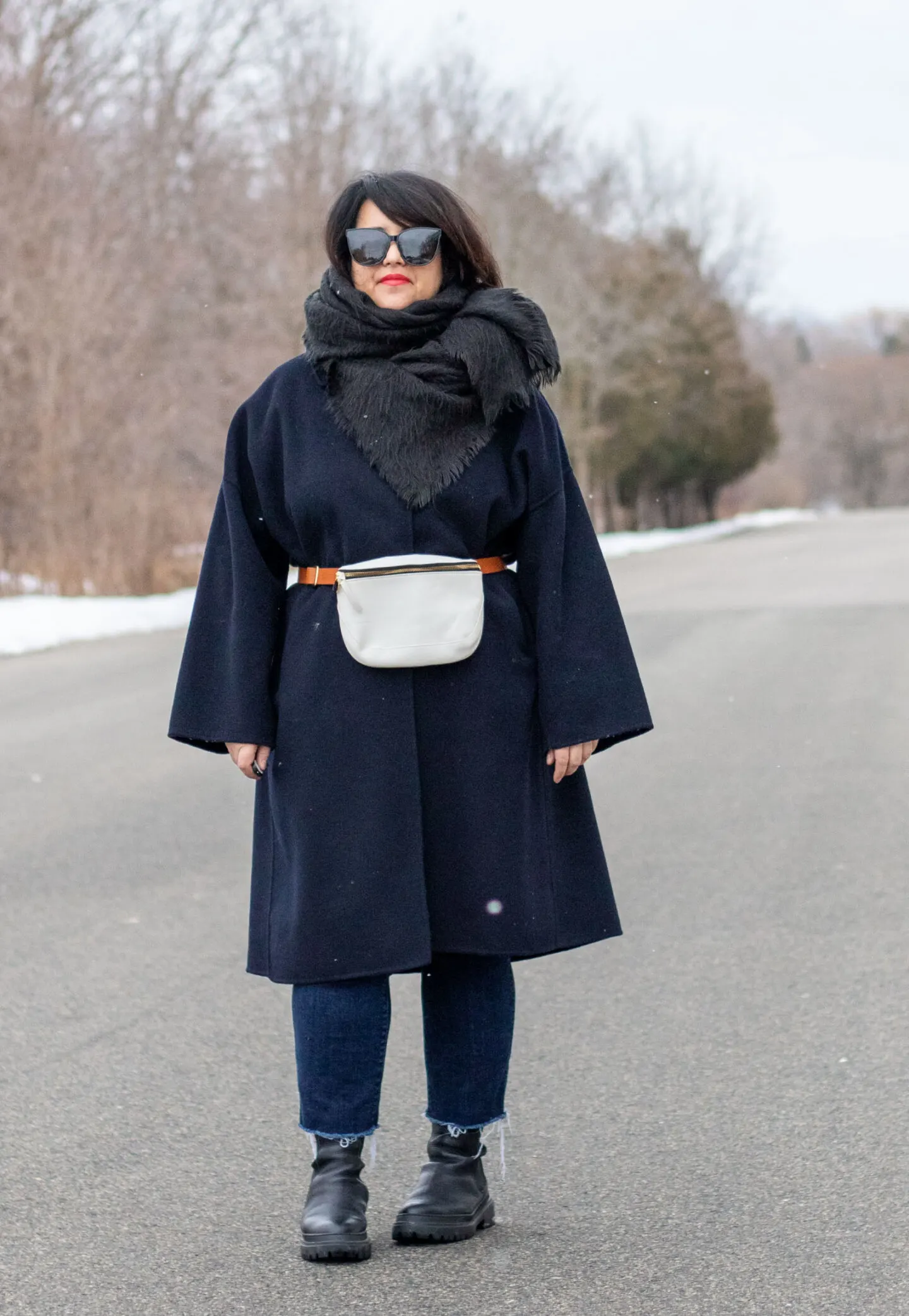 winter belt bag outfit