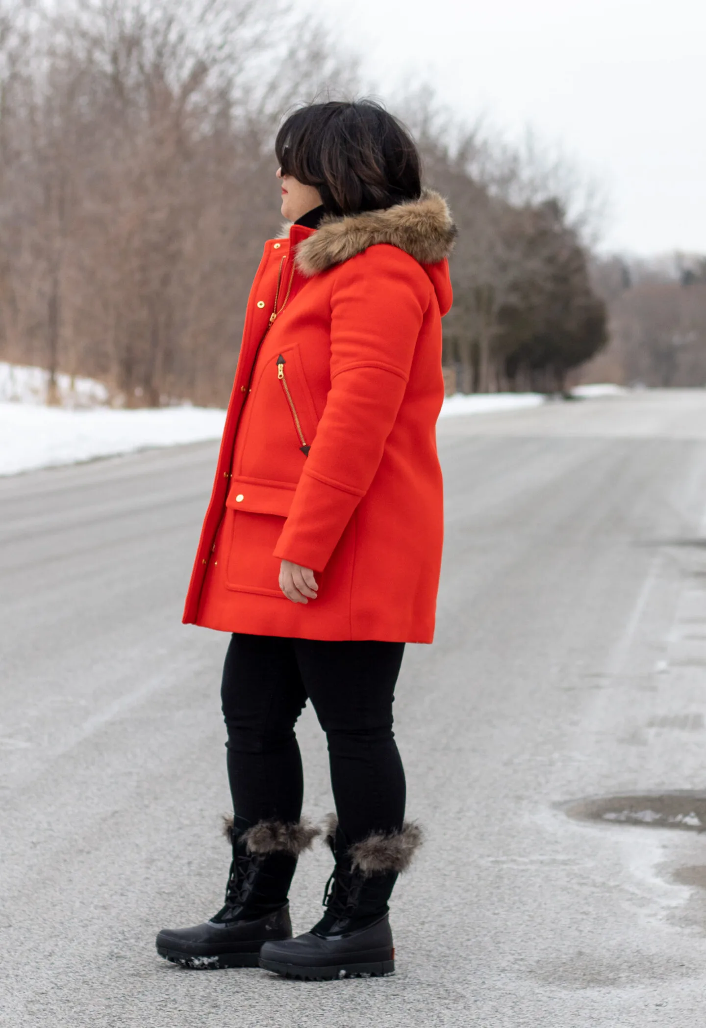 jcrew chateau parka, black winter outfit