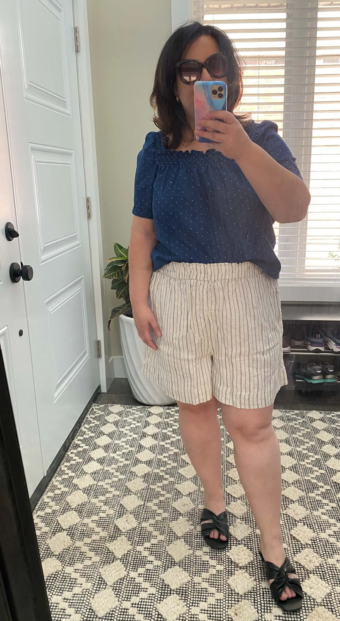 linen h&m shorts stripes