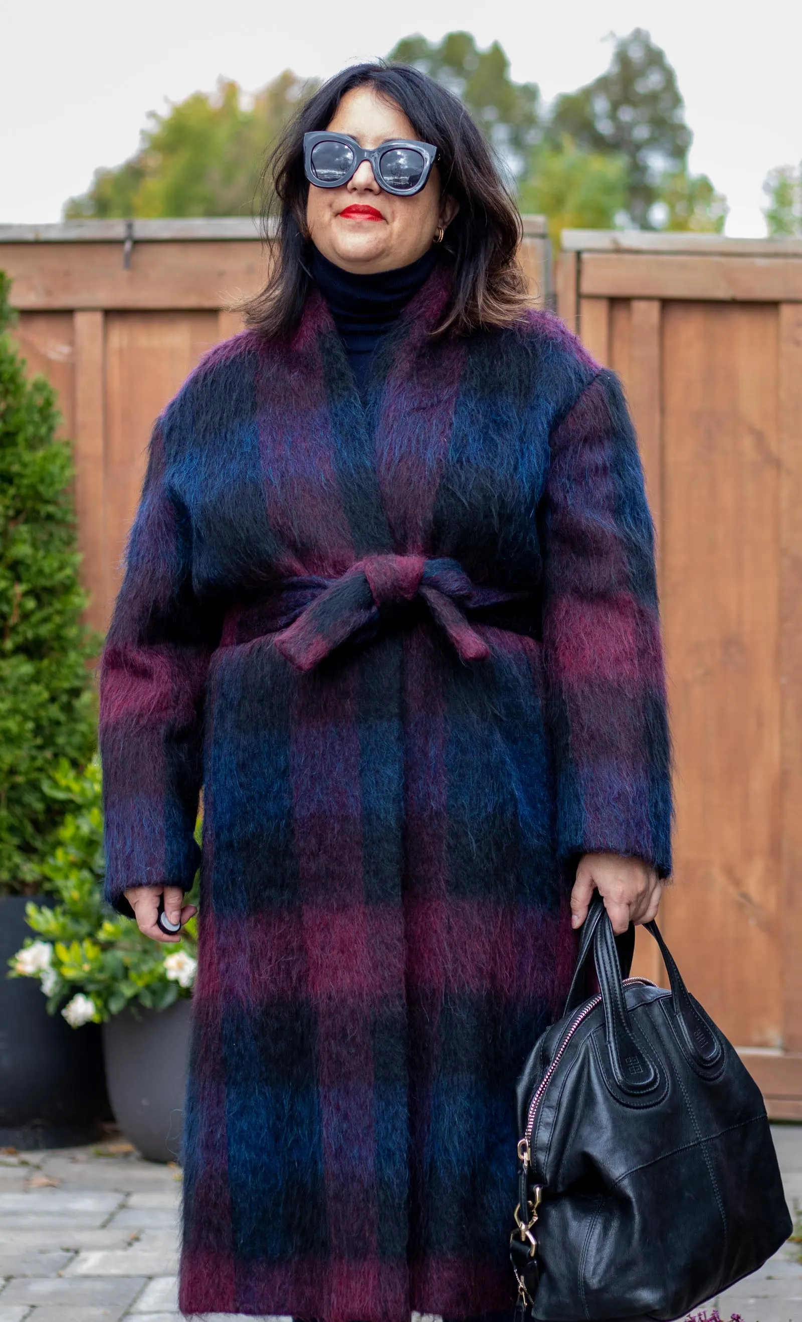 vince blue plaid purple coat