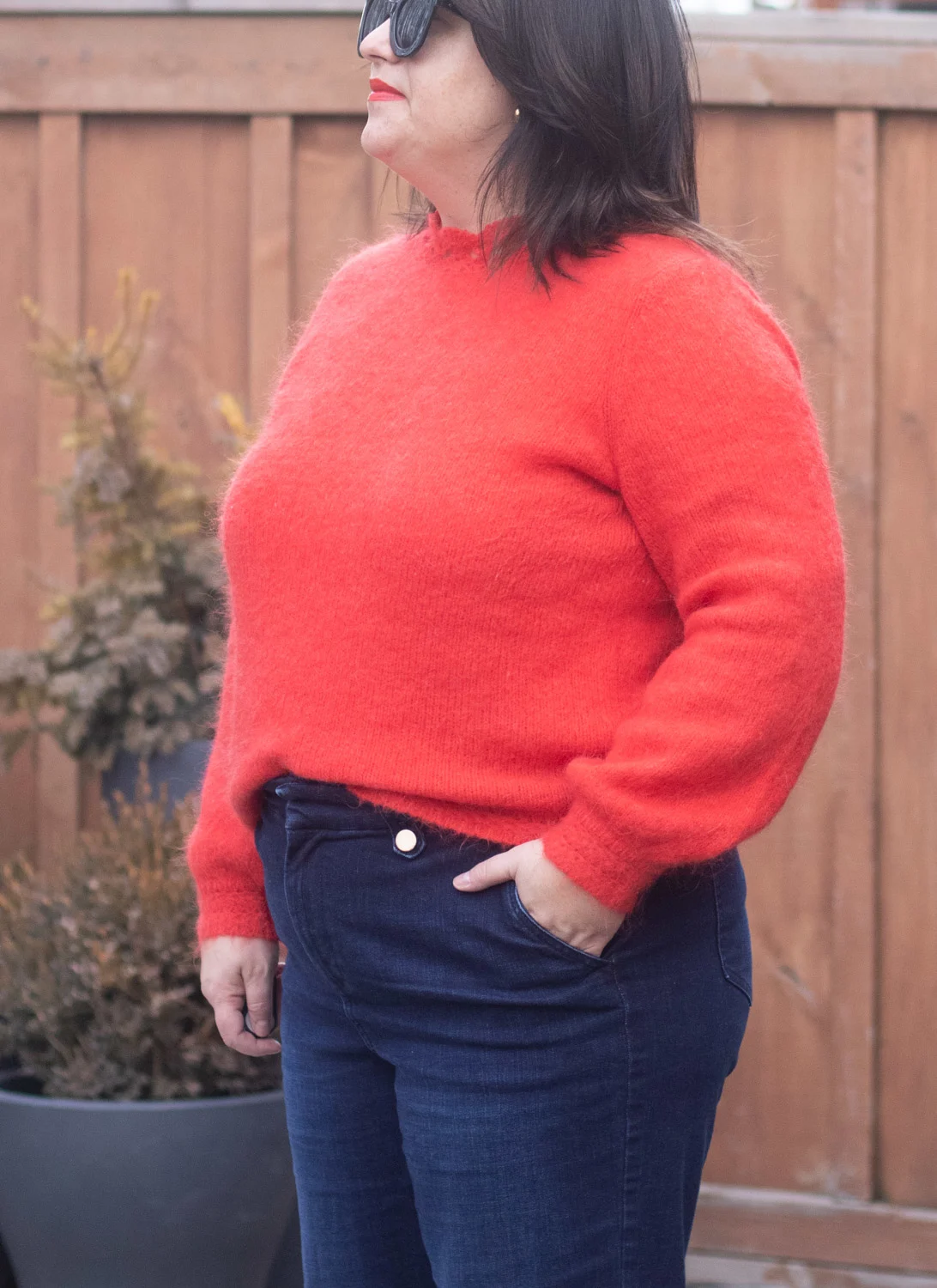 sezane kethy jumper in red