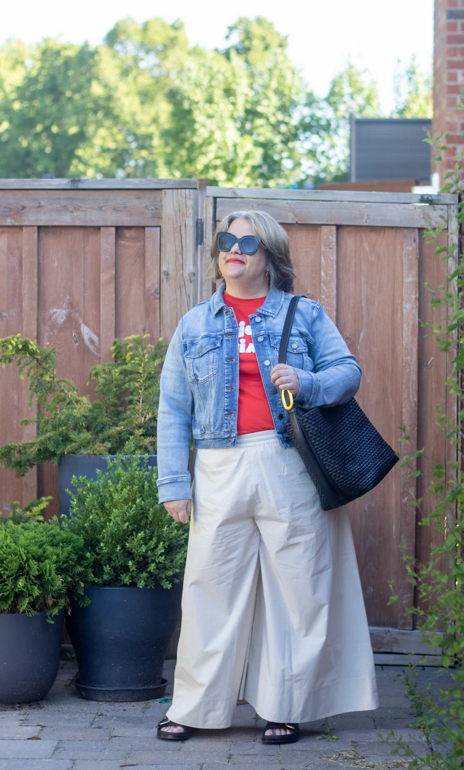 culottes with jean jacket outfit