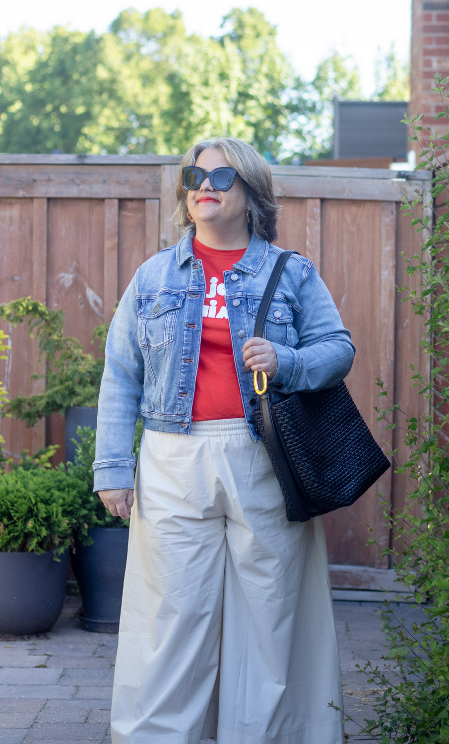 culottes with jean jacket outfit