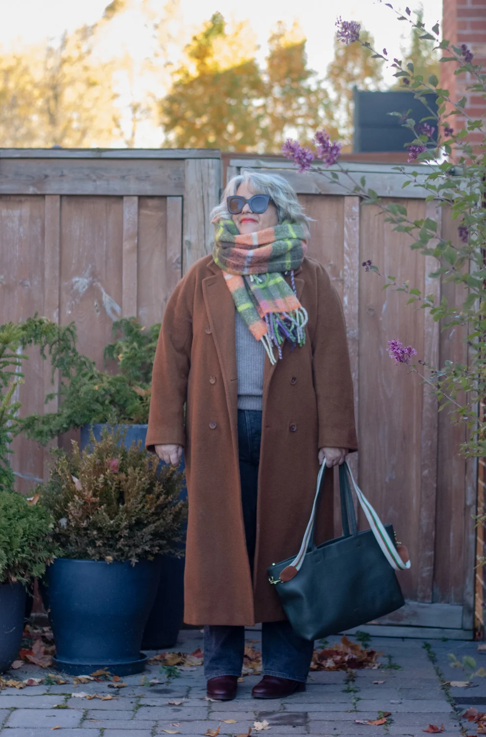 Sezane Louise Scarf orange multicolour check