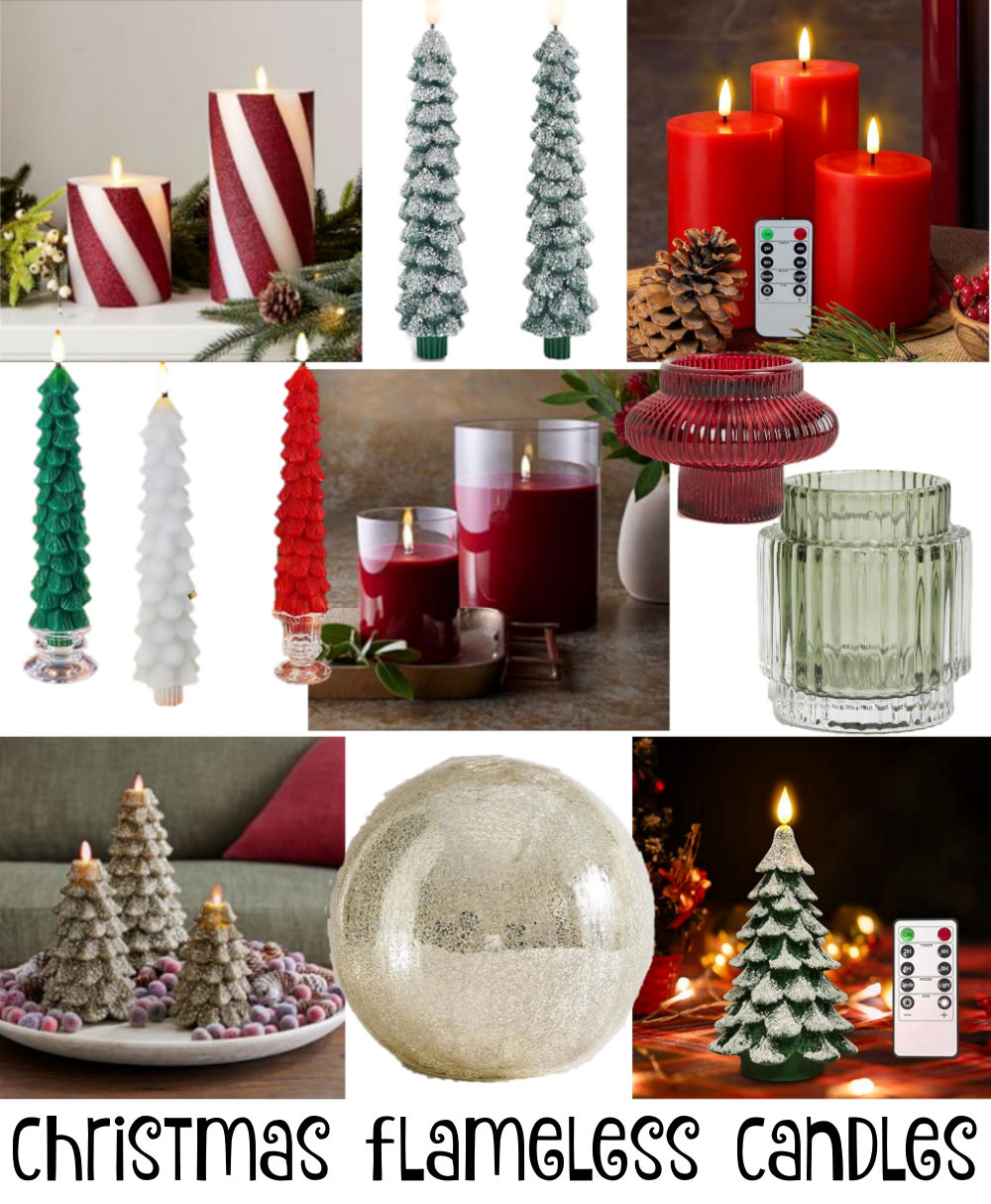 Christmas Flameless Candles, candle holders 