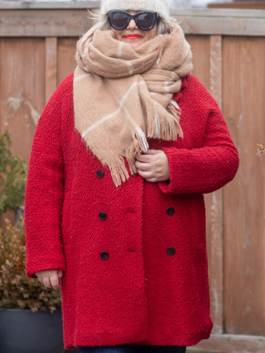 red coat with camel