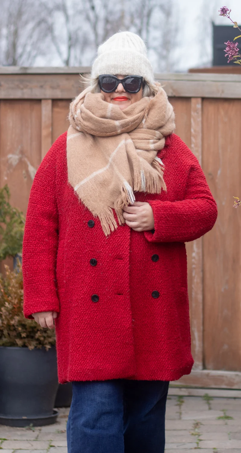 red coat with camel