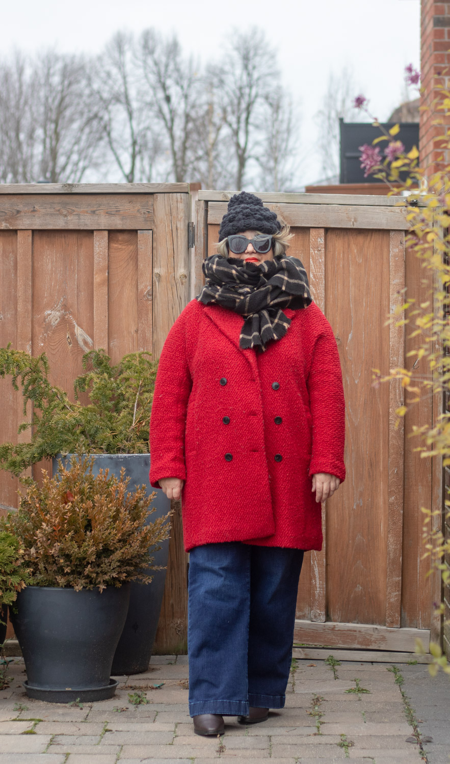 how to style a red coat