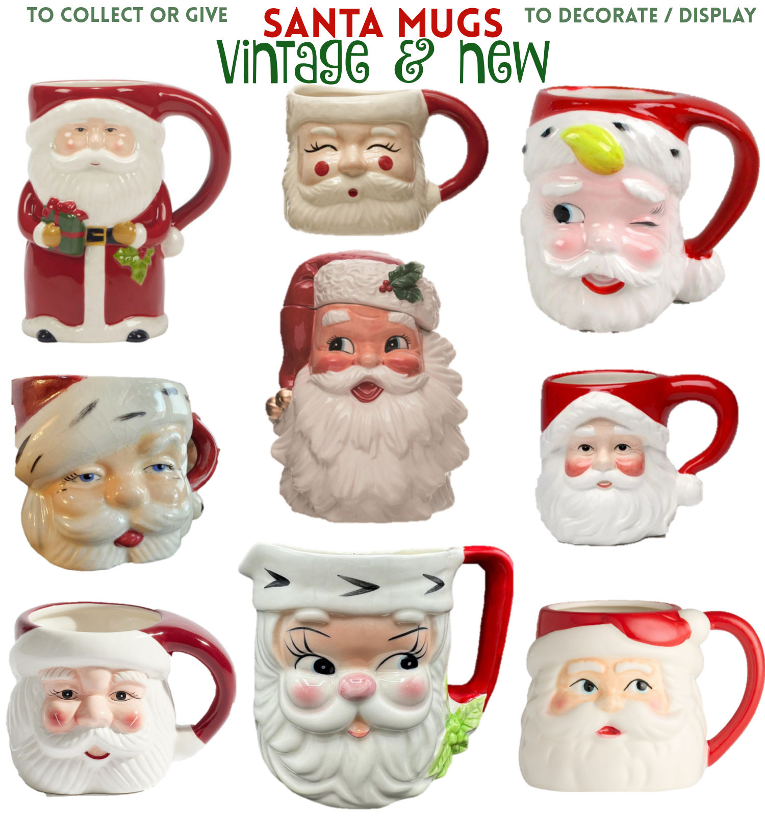 the best santa mugs, winking santa mug, santa claus decor