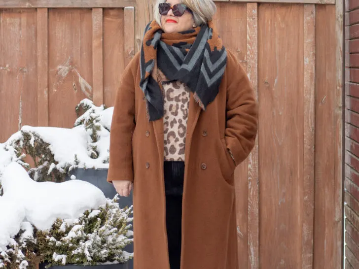 sezane leopard sweater, tonal brown outfit